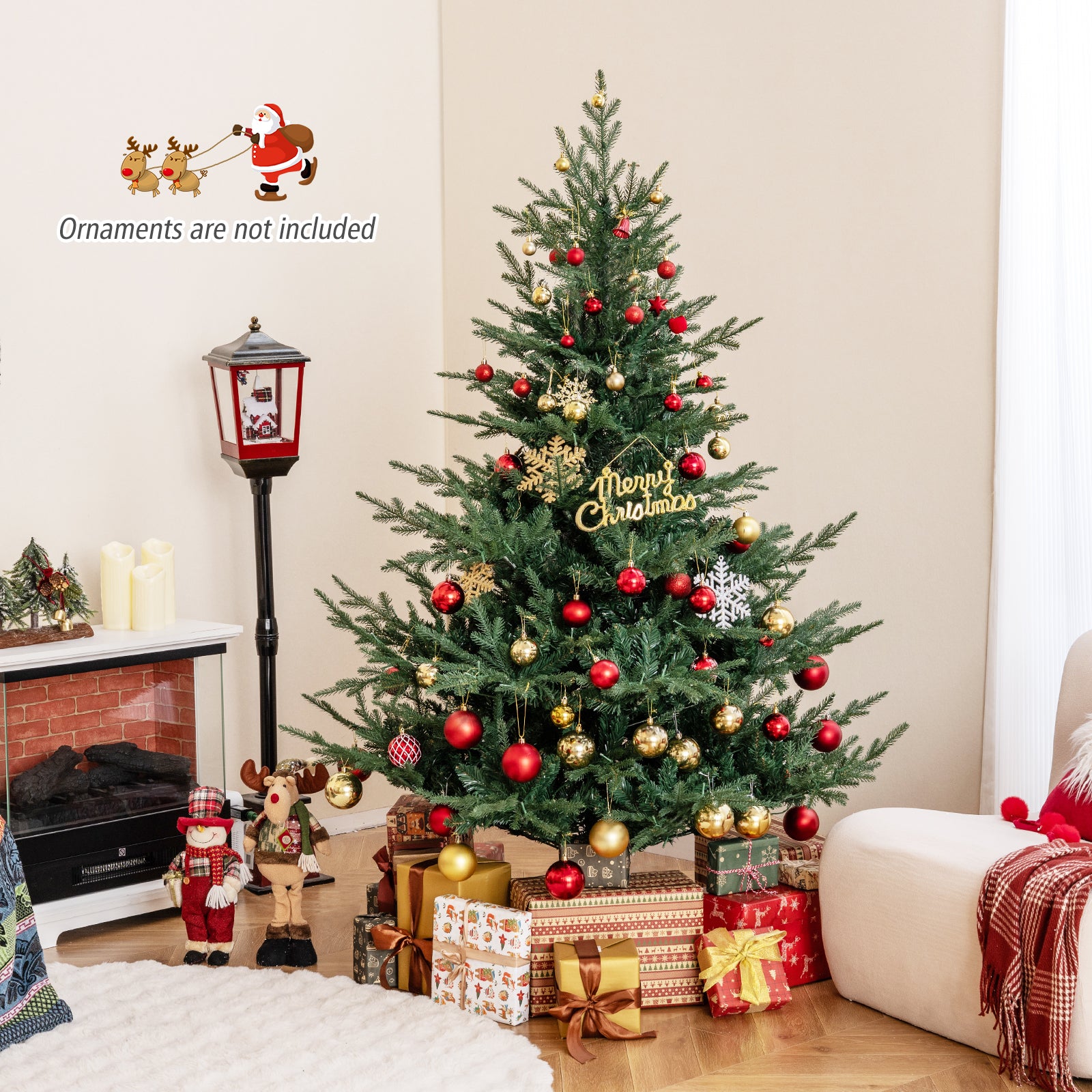 Artificial Christmas Tree with Branch Tips and Warm White LED Lights-6 Feet, Green Christmas Tree at Gallery Canada