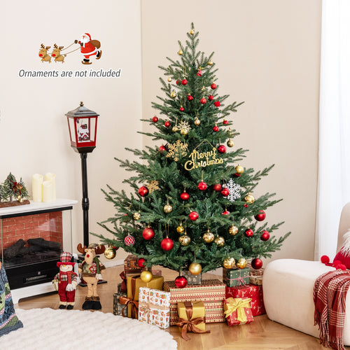 Artificial Christmas Tree with Branch Tips and Warm White LED Lights-6 Feet, Green