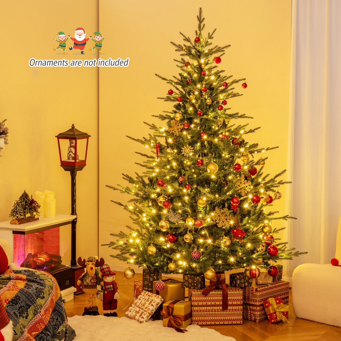 Artificial Christmas Tree with Branch Tips and Warm White LED Lights-7 Feet, Green Christmas Tree at Gallery Canada