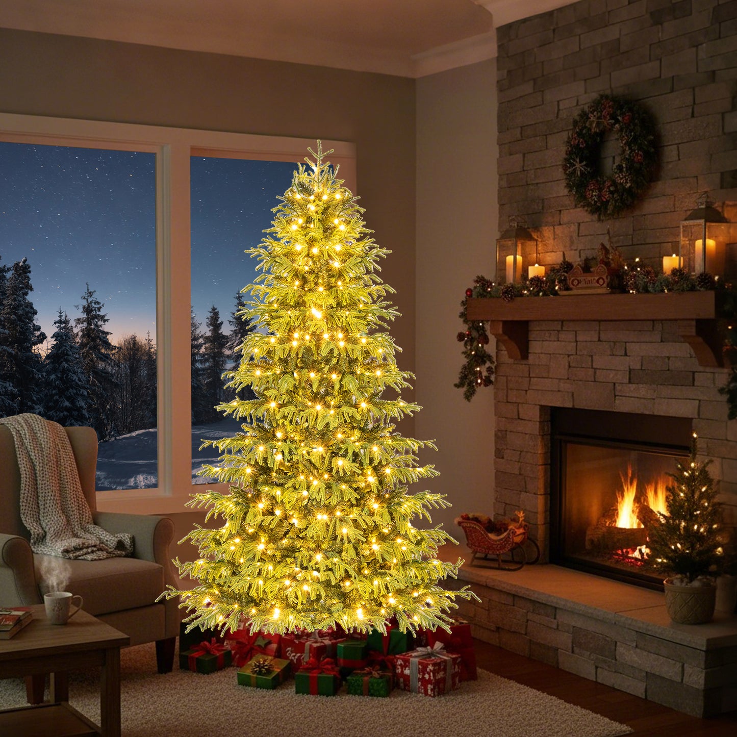 Artificial Christmas Tree, LED Lights, PVC Mixed Branch Tips, 6, Green Christmas Tree at Gallery Canada