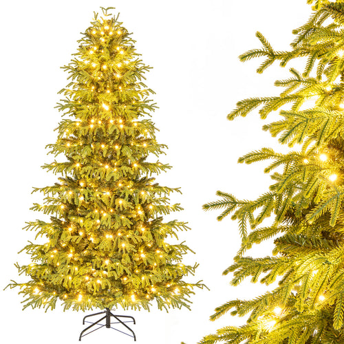 Artificial Christmas Tree, LED Lights, PVC Mixed Branch Tips, 7ft, Green
