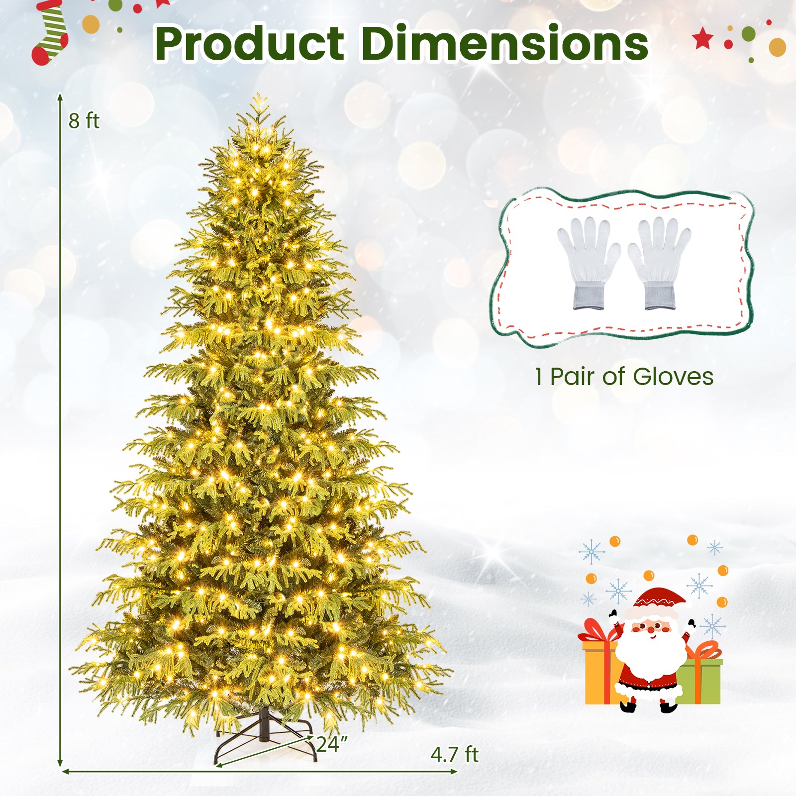 Artificial Christmas Tree With LED Lights, PVC Mixed Branch Tips, 8 Feet, Green Christmas Tree at Gallery Canada
