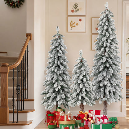 Artificial Christmas Tree Set Of 3, Snow-Flocked Branch Tips, Green Christmas Tree at Gallery Canada