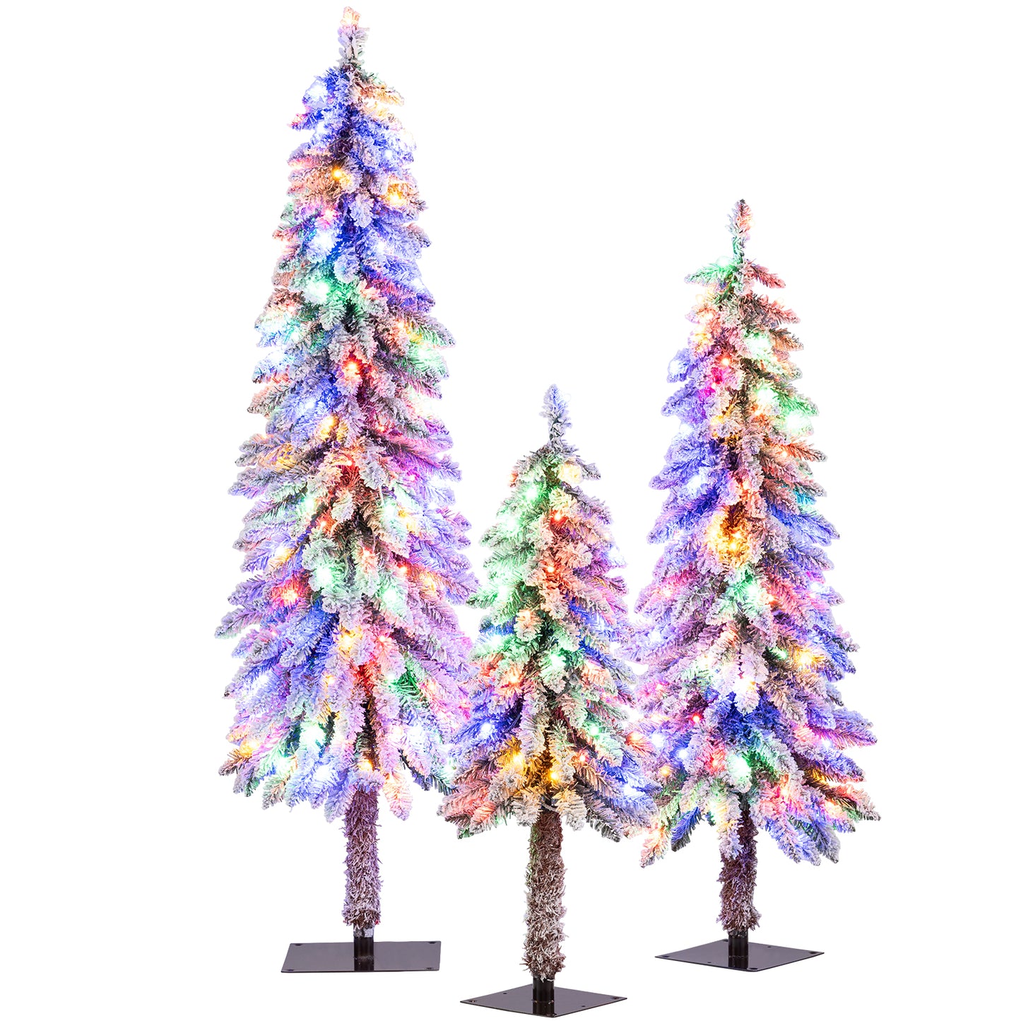 Artificial Christmas Tree Set Of 3, Snow-Flocked Branch Tips, Green Christmas Tree Green at Gallery Canada