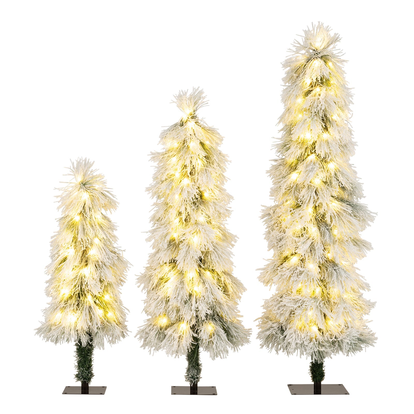 Artificial Christmas Tree Set, Snow-Flocked Tips, LED Lights, Green Christmas Tree Green at Gallery Canada