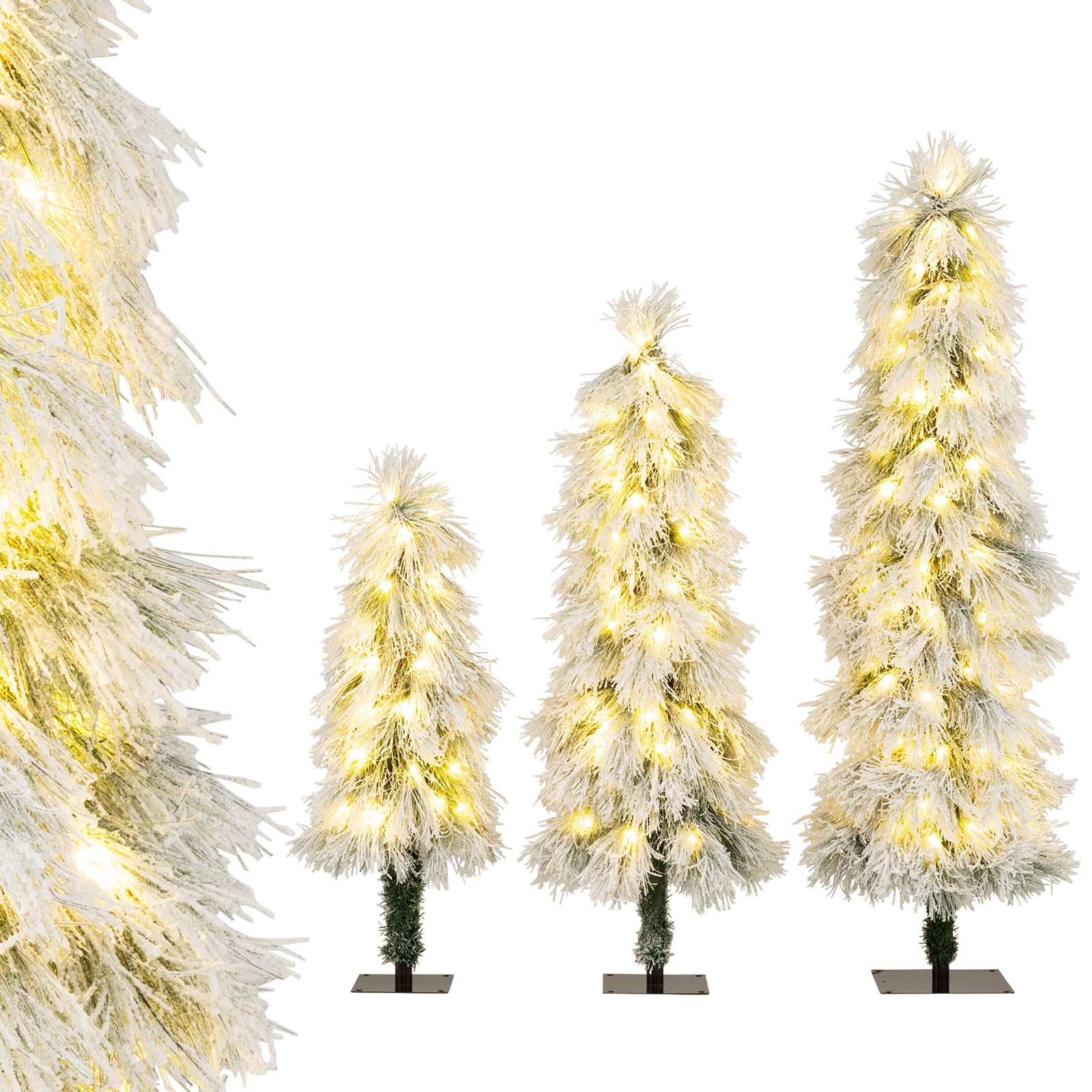 Artificial Christmas Tree Set, Snow-Flocked Tips, LED Lights, Green Christmas Tree at Gallery Canada