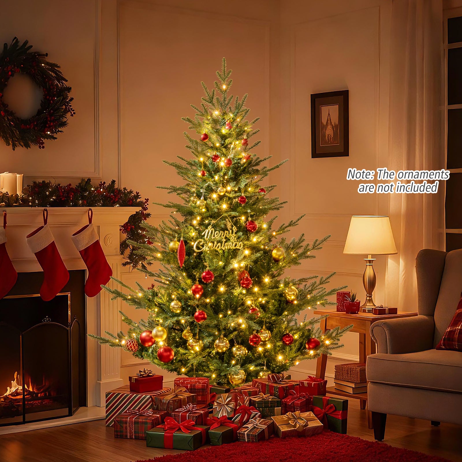 Artificial Christmas Tree, Warm White LED Lights, 6 Feet, Green Christmas Tree at Gallery Canada