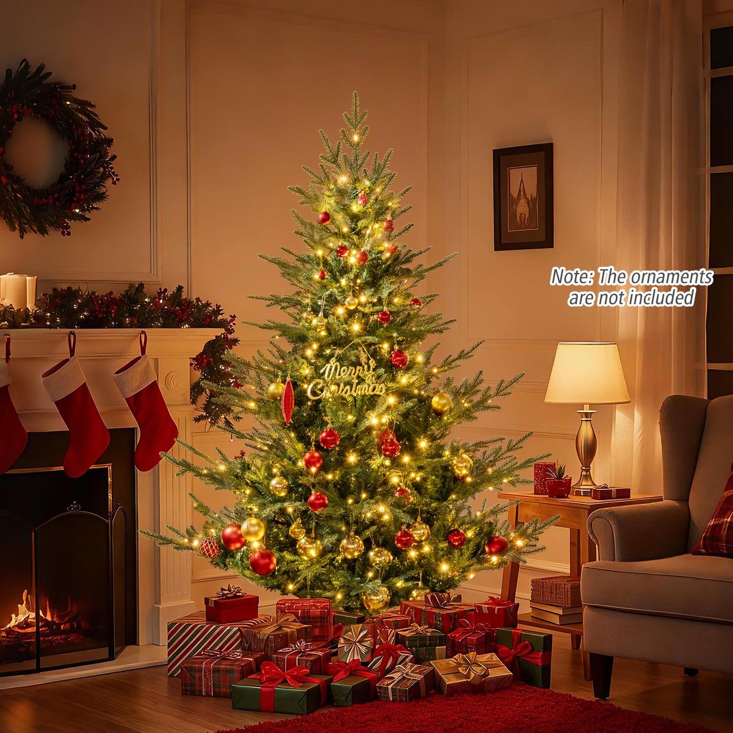 Artificial Christmas Tree, Warm White LED Lights, 6 Feet, Green Christmas Tree at Gallery Canada