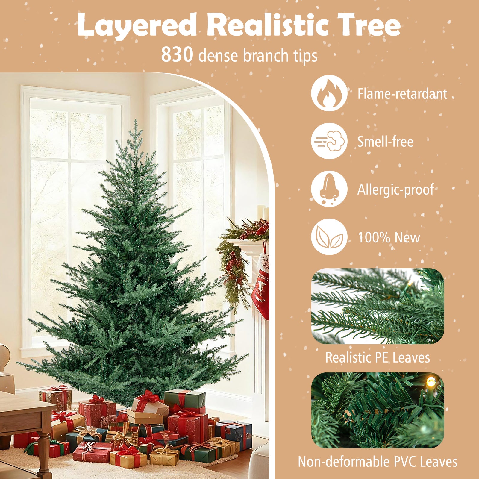 Artificial Christmas Tree, Warm White LED Lights, 6 Feet, Green Christmas Tree at Gallery Canada