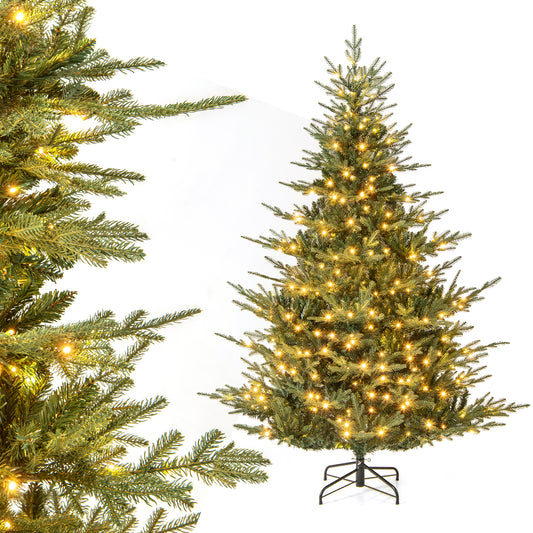 Artificial Christmas Tree, 7 Feet, Warm White LED Lights, Green