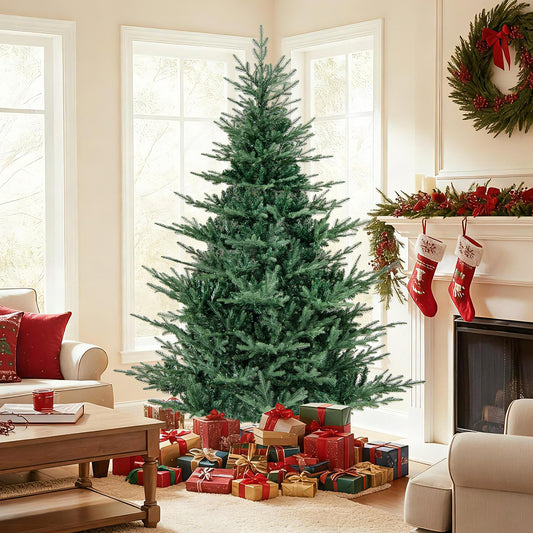 Artificial Christmas Tree, 7 Feet, Warm White LED Lights, Green