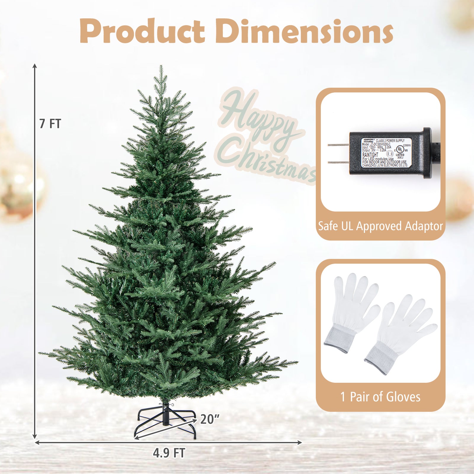 Artificial Christmas Tree, 7 Feet, Warm White LED Lights, Green Christmas Tree at Gallery Canada