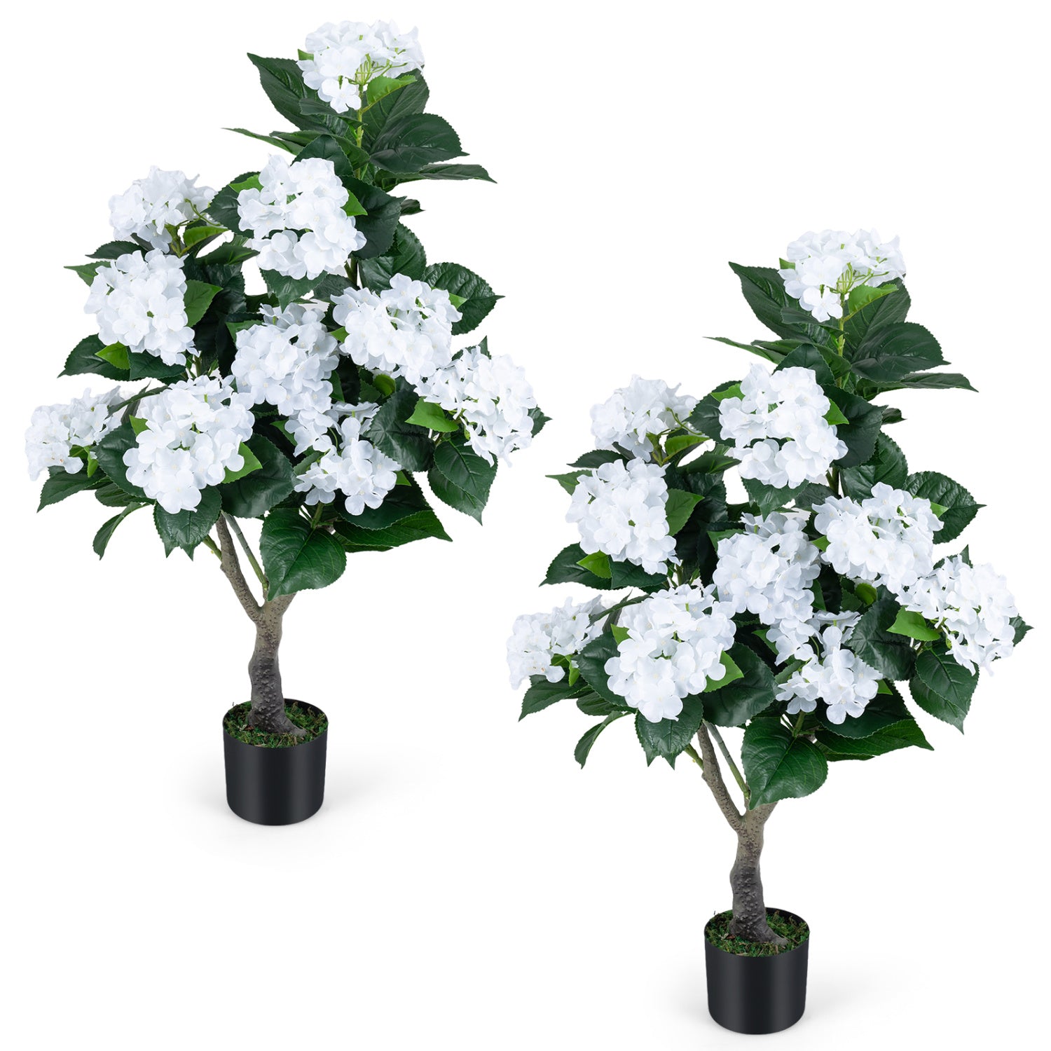 Artificial Hydrangea Tree, 11 White Flowers, White Faux Plants at Gallery Canada