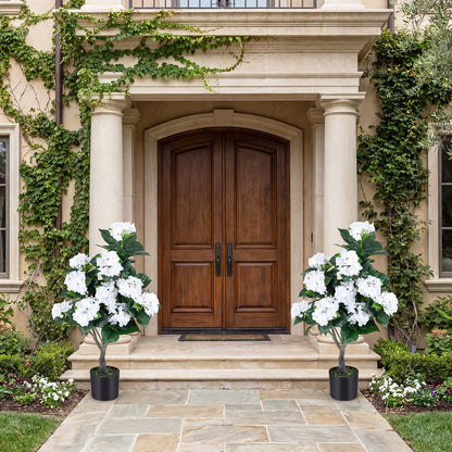 Artificial Hydrangea Tree, 11 White Flowers, White Faux Plants at Gallery Canada