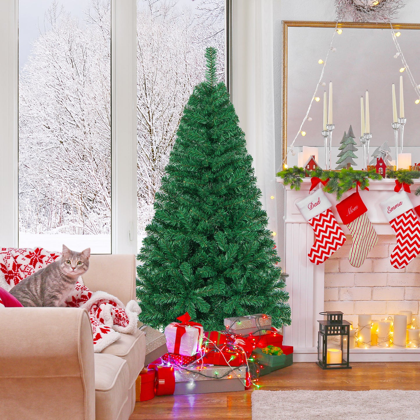 Artificial PVC Hinged Christmas Tree, 5 ft, Metal Stand, Green Christmas Tree at Gallery Canada