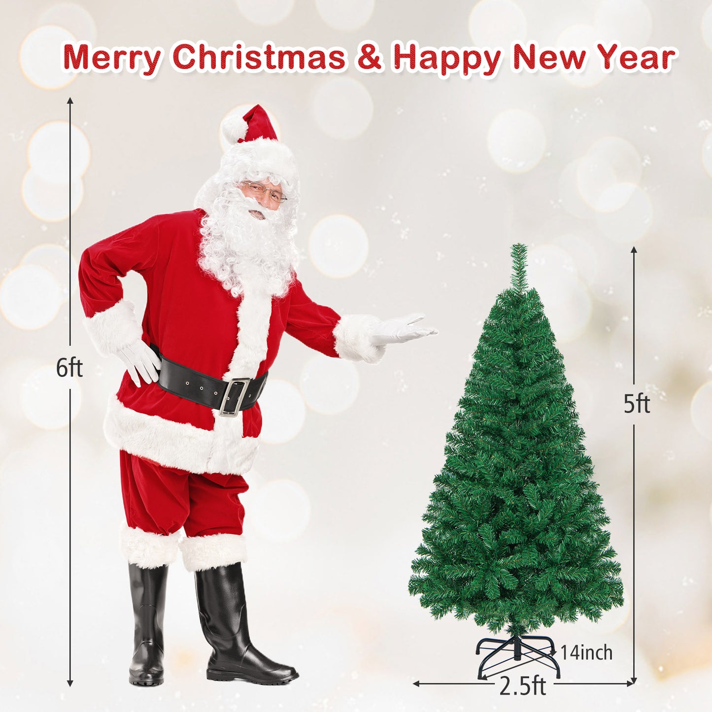 Artificial PVC Hinged Christmas Tree, 5 ft, Metal Stand, Green Christmas Tree at Gallery Canada