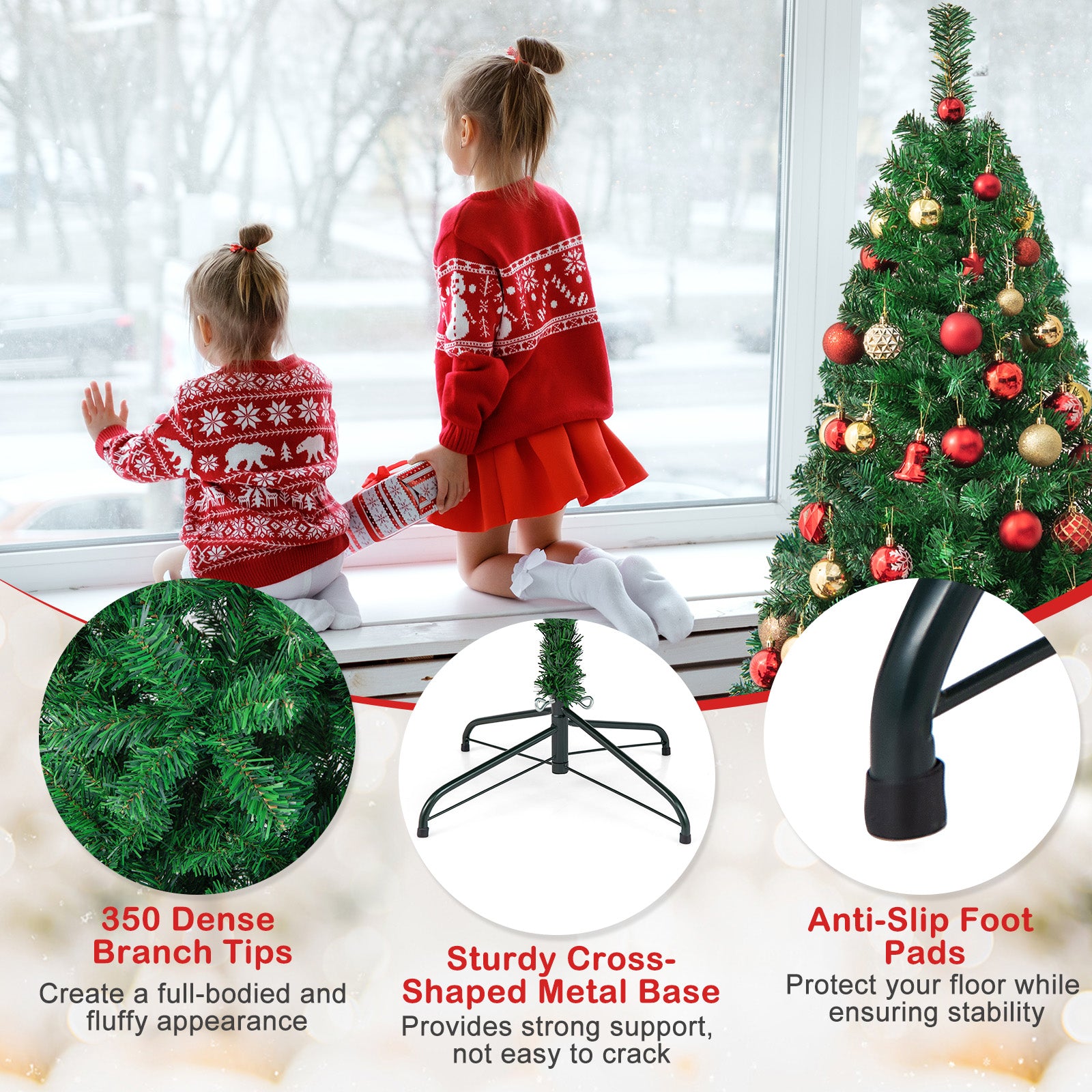 Artificial PVC Hinged Christmas Tree, 5 ft, Metal Stand, Green Christmas Tree at Gallery Canada