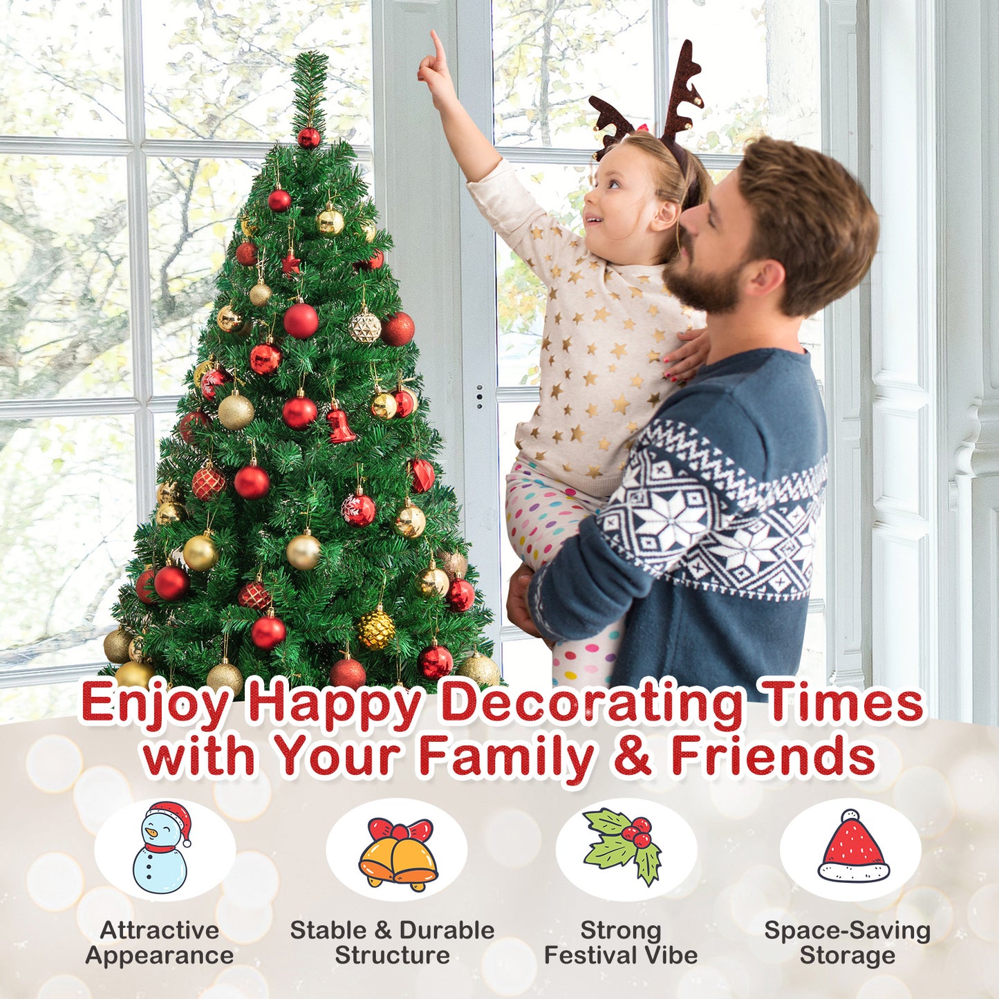 Artificial PVC Hinged Christmas Tree, 5 ft, Metal Stand, Green Christmas Tree at Gallery Canada