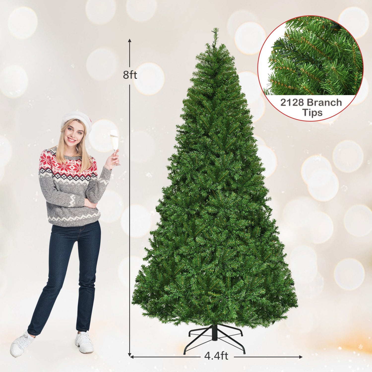 Artificial Hinged Christmas Tree, 8 ft, Green Christmas Tree at Gallery Canada