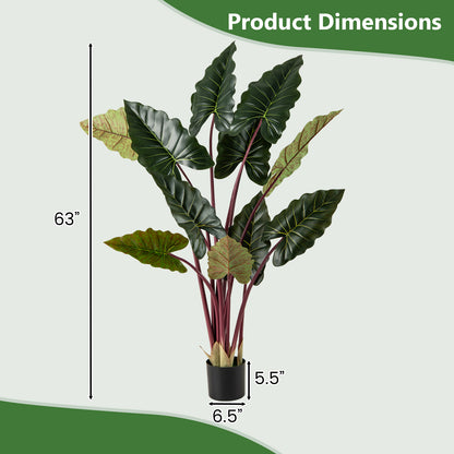 Artificial Rainbow Taro Tree 63" Tall with 11 Faux Leaves-2 Pack Faux Plants at Gallery Canada