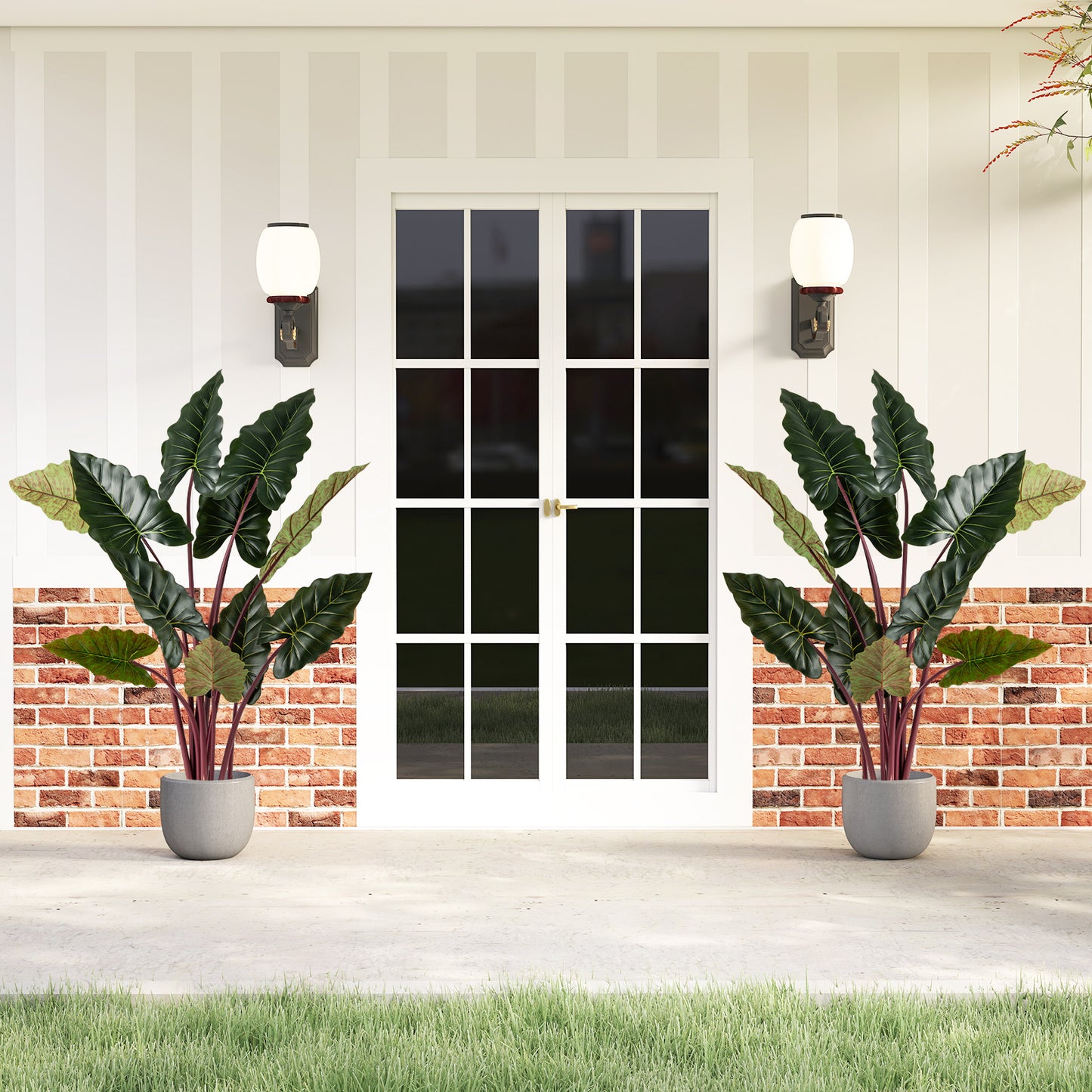 Artificial Rainbow Taro Tree 63" Tall with 11 Faux Leaves-1 Pack Faux Plants at Gallery Canada