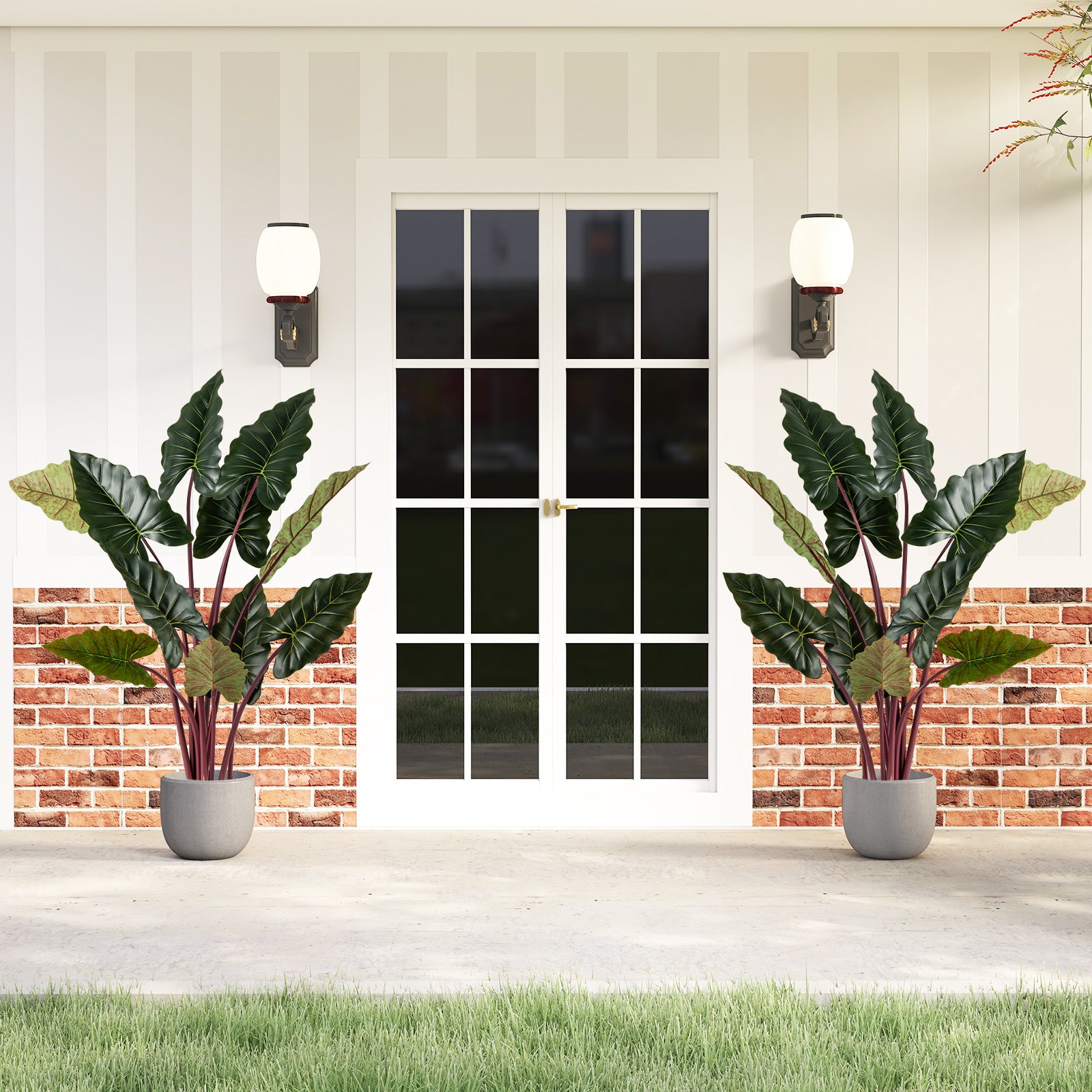 Artificial Rainbow Taro Tree 63" Tall with 11 Faux Leaves-1 Pack Faux Plants at Gallery Canada