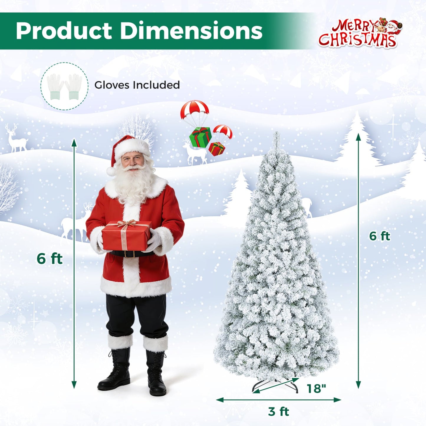 6ft Artificial Snow-Flocked Christmas Tree