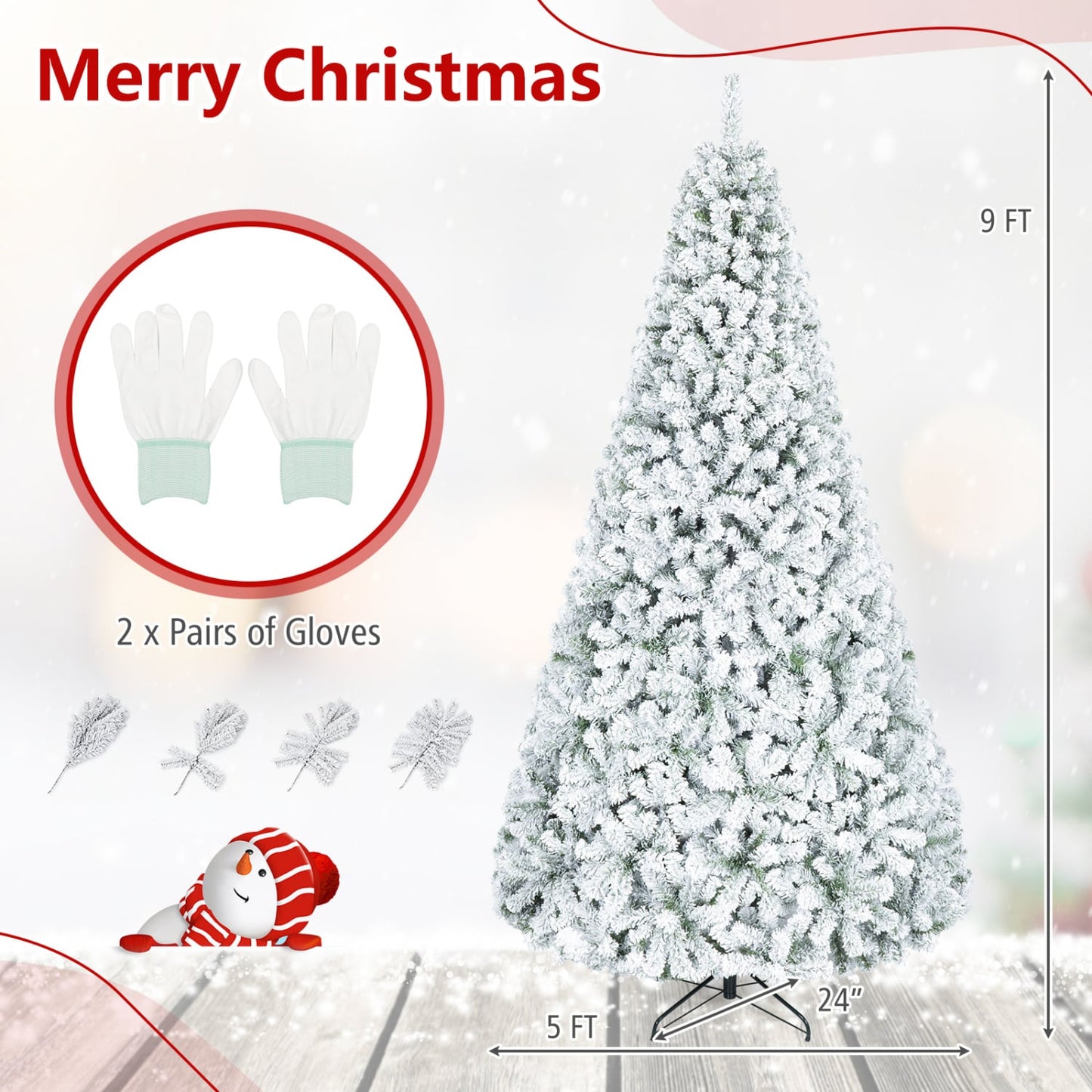 Artificial Snow-Flocked Christmas Tree