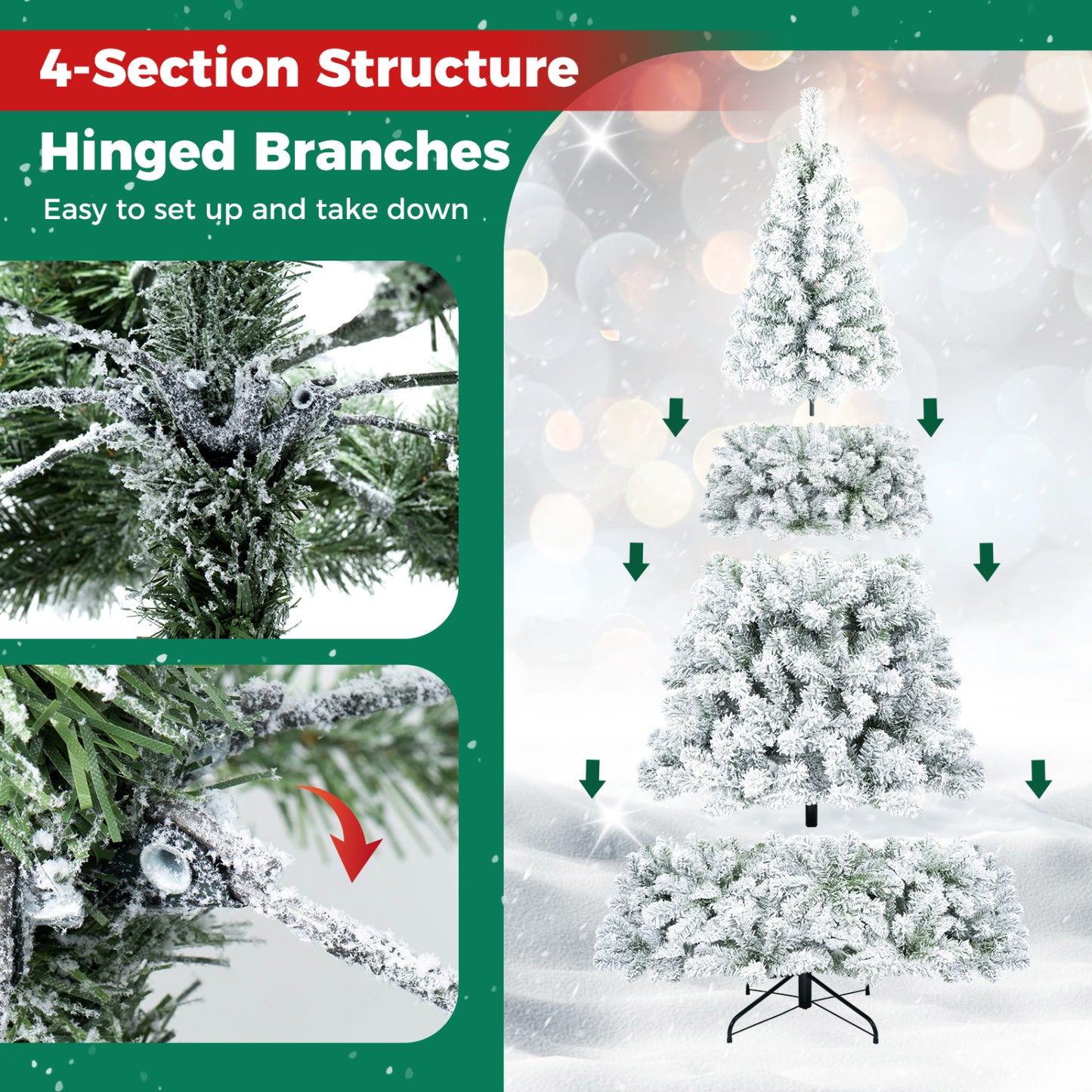 Sapin de Noël enneigé avec pointes de branches, M