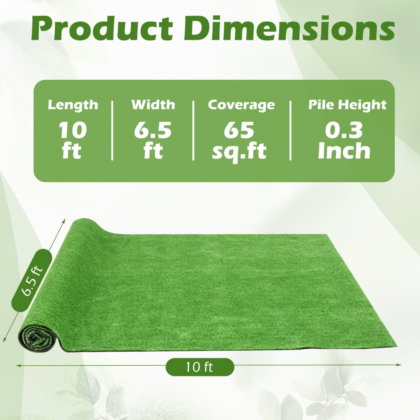 Artificial Turf Rug with Low 0.3 inch Pile Height-M
