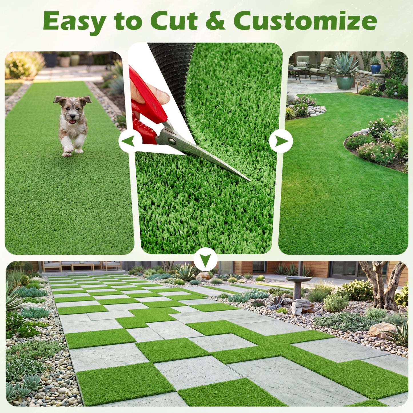Artificial Turf Rug with Low 0.3 inch Pile Height-M