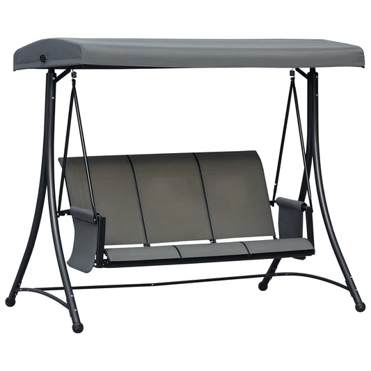 3 Person Porch Swing, High Back, Side Pouches, Adjustable Canopy, Dark Grey Patio Swings with Stand Dark Grey, Black at Gallery Canada