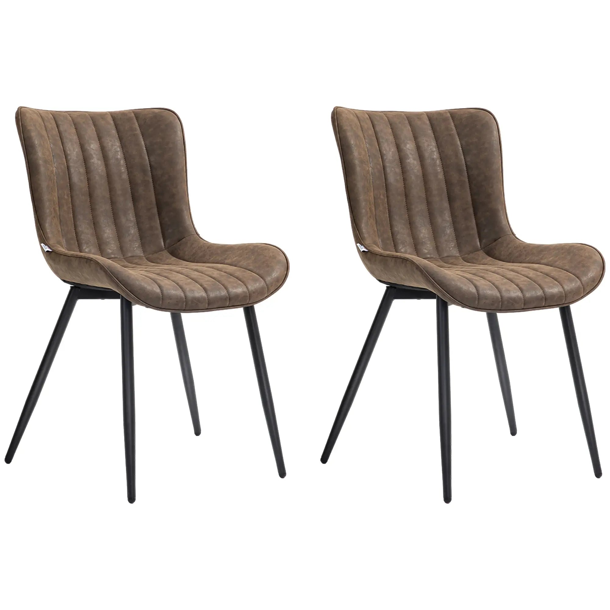 PU Leather Dining Chairs Set of 2, Steel Legs, Brown Dining Chairs at Gallery Canada