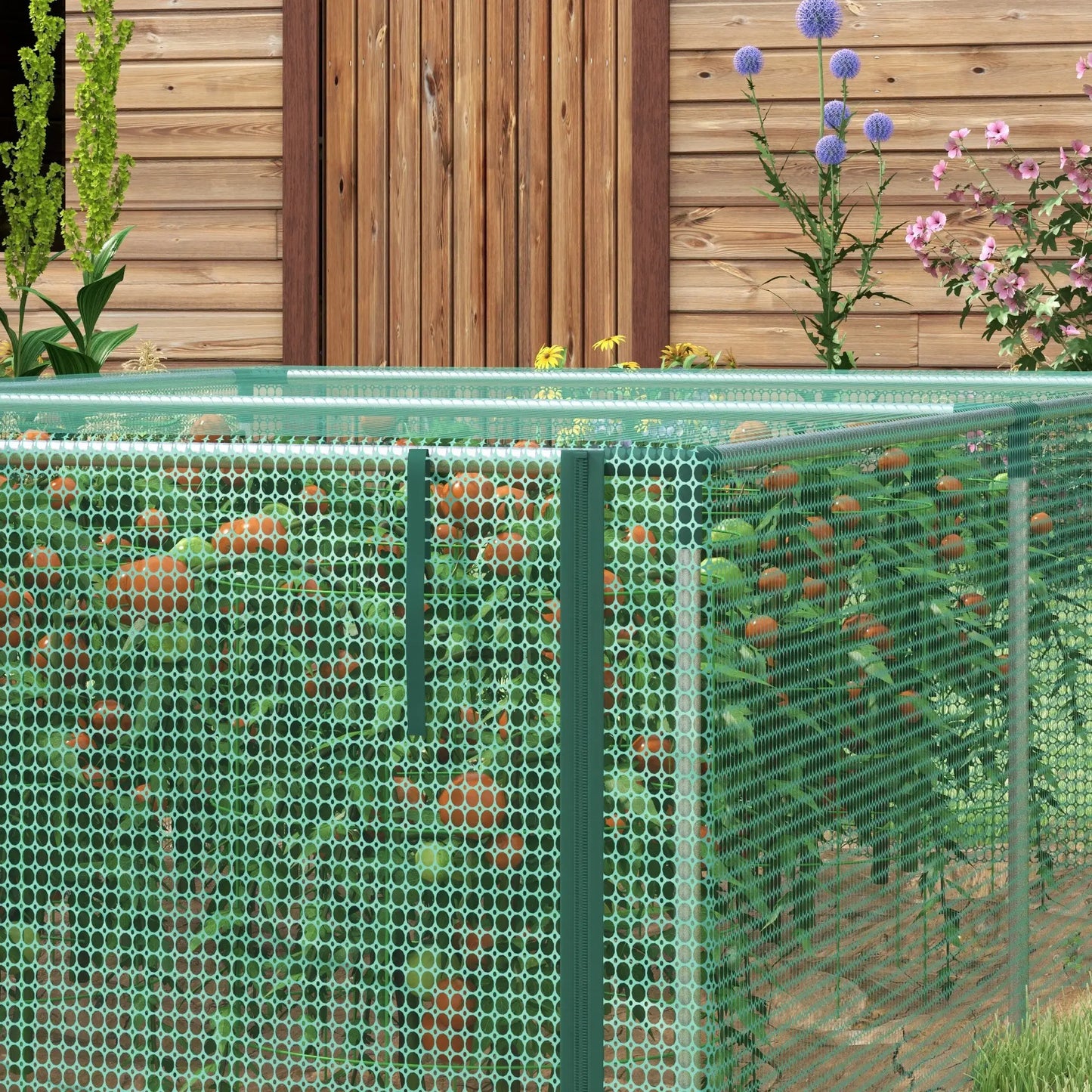 Cage de protection pour plantes 8,1' x 4,1', porte à fermeture éclair enroulable, cadre en acier galvanisé