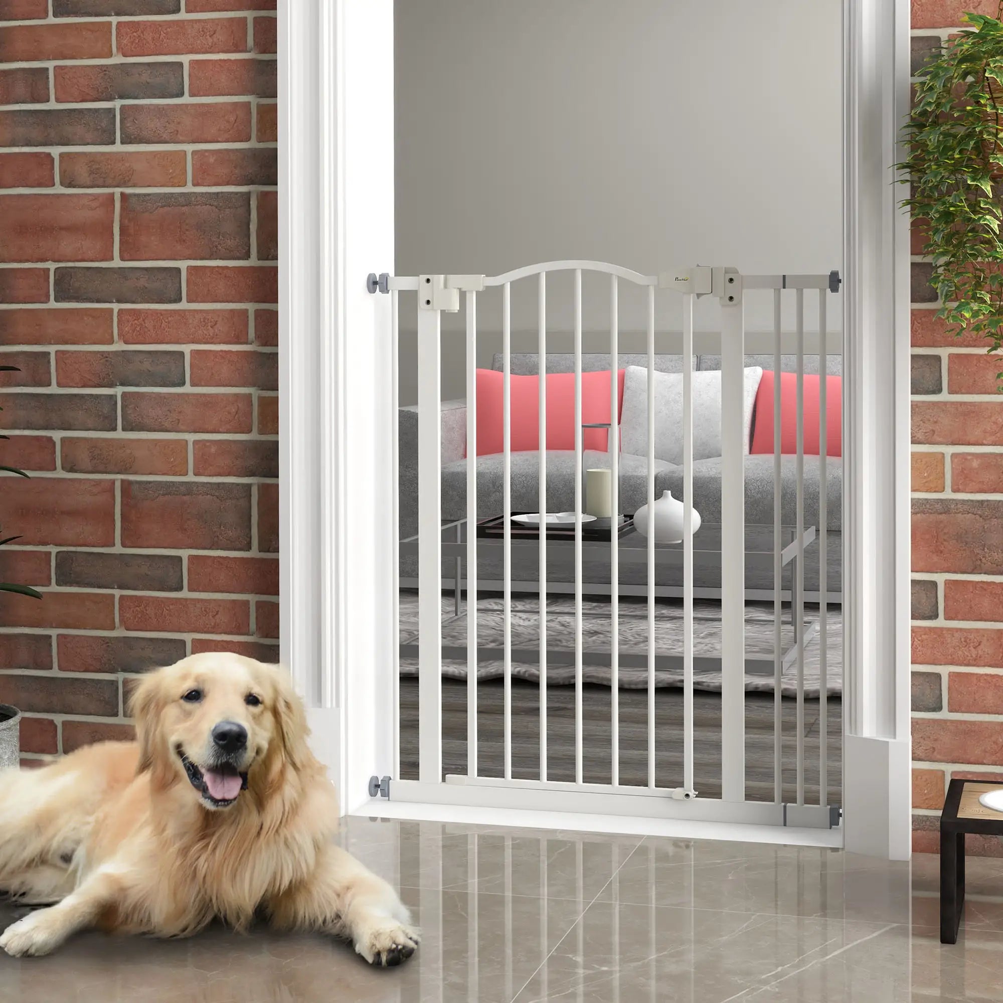 Extra Tall Dog Gate with Door, Pressure Fit, Auto Close, 29