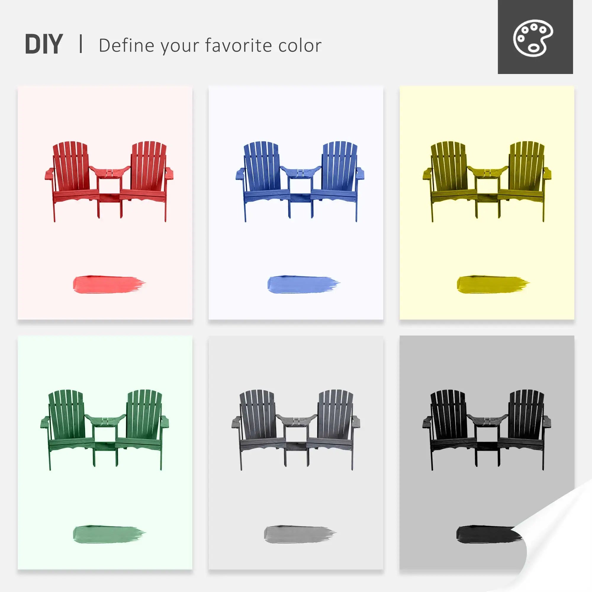 2 Piece Wood Adirondack Chair, Porch Bench w/ Table, Natural Patio Chairs at Gallery Canada