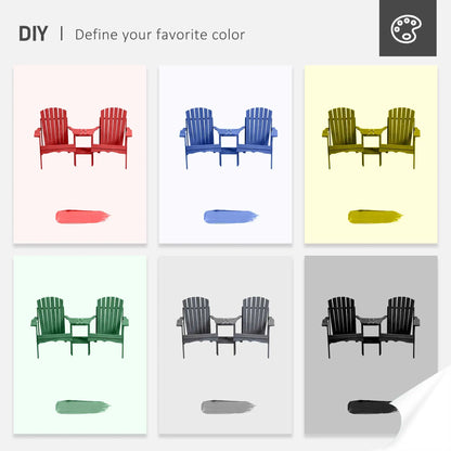 2 Piece Wood Adirondack Chair, Porch Bench w/ Table, Natural Patio Chairs at Gallery Canada
