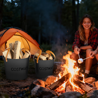 Ash Bucket Set of 2 Metal Coal Ash Can Set with 11.5 Gal and 8.5 Gal Bucket for Fireplace Fire Pits