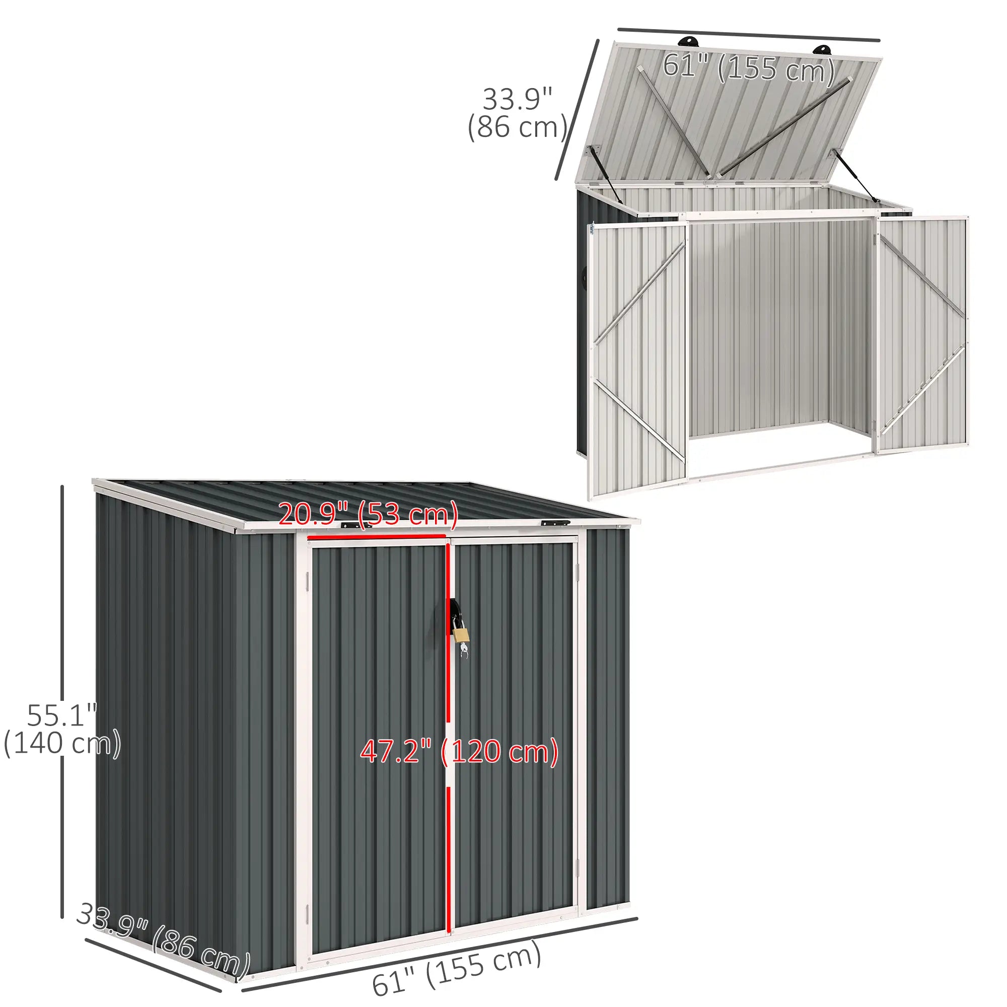 5ft x 3ft Outdoor Storage Shed, Lockable Double Doors Sheds at Gallery Canada