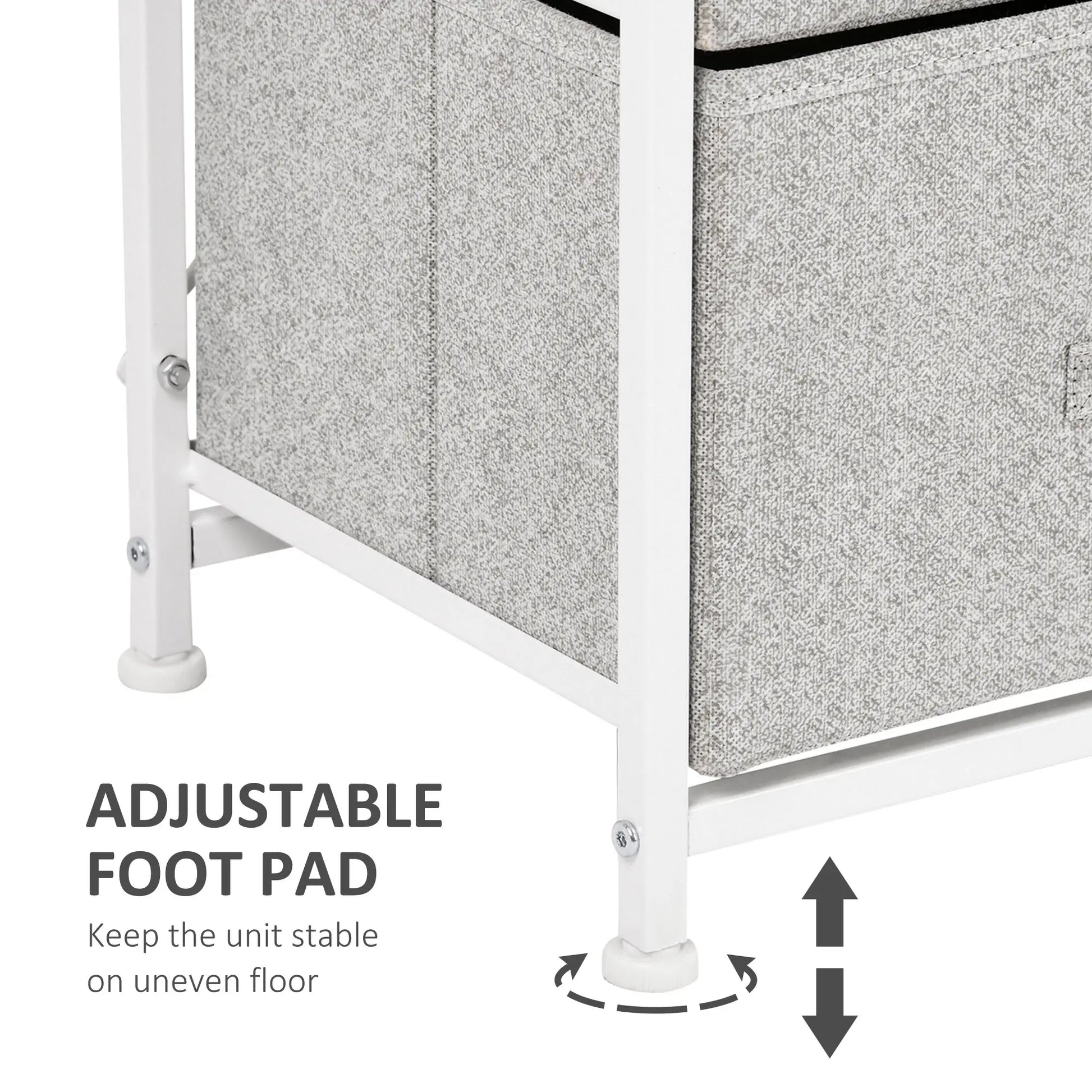 Linen Drawer Cabinet, 4 Removable Drawers, Adjustable Feet, White Storage Cabinets at Gallery Canada