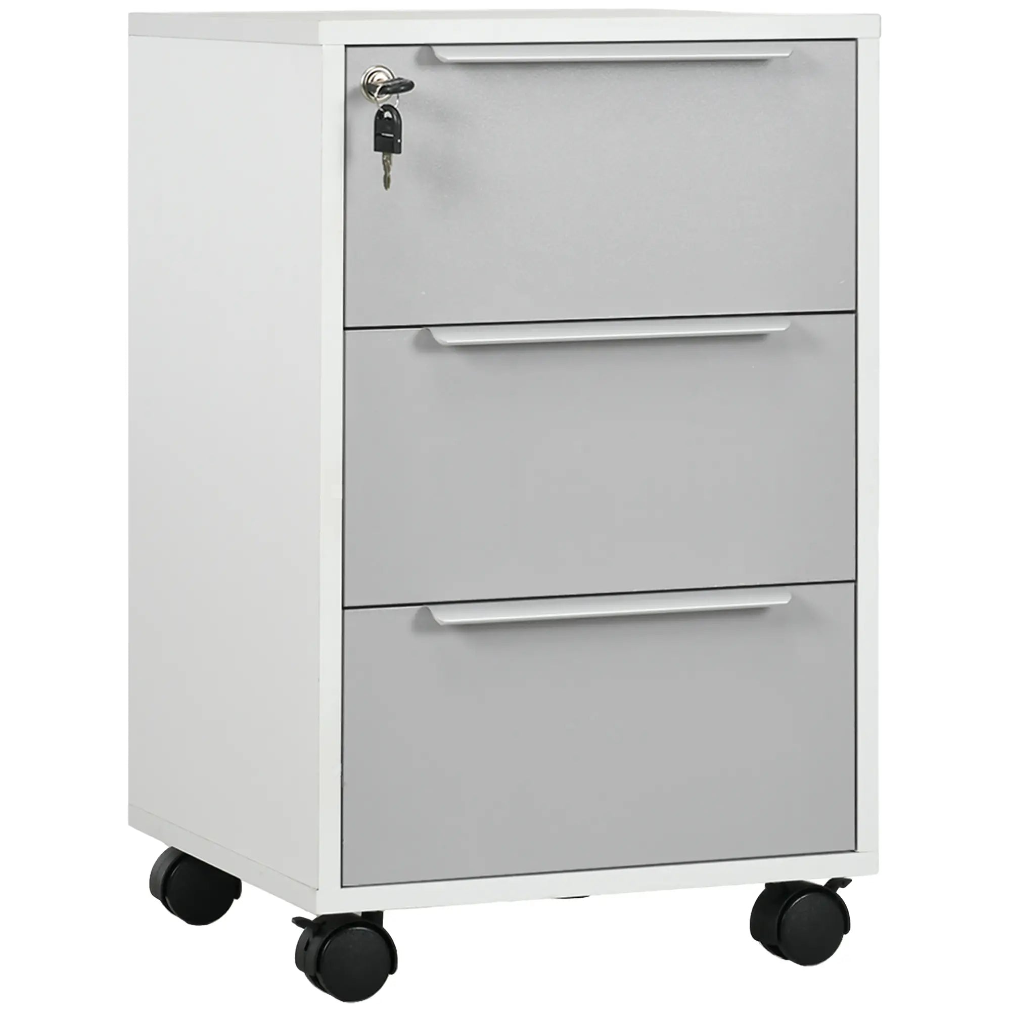 3 Drawer File Cabinet with Wheels, Vertical, Lock, Grey Office Cabinets & Cupboards Grey, White at Gallery Canada