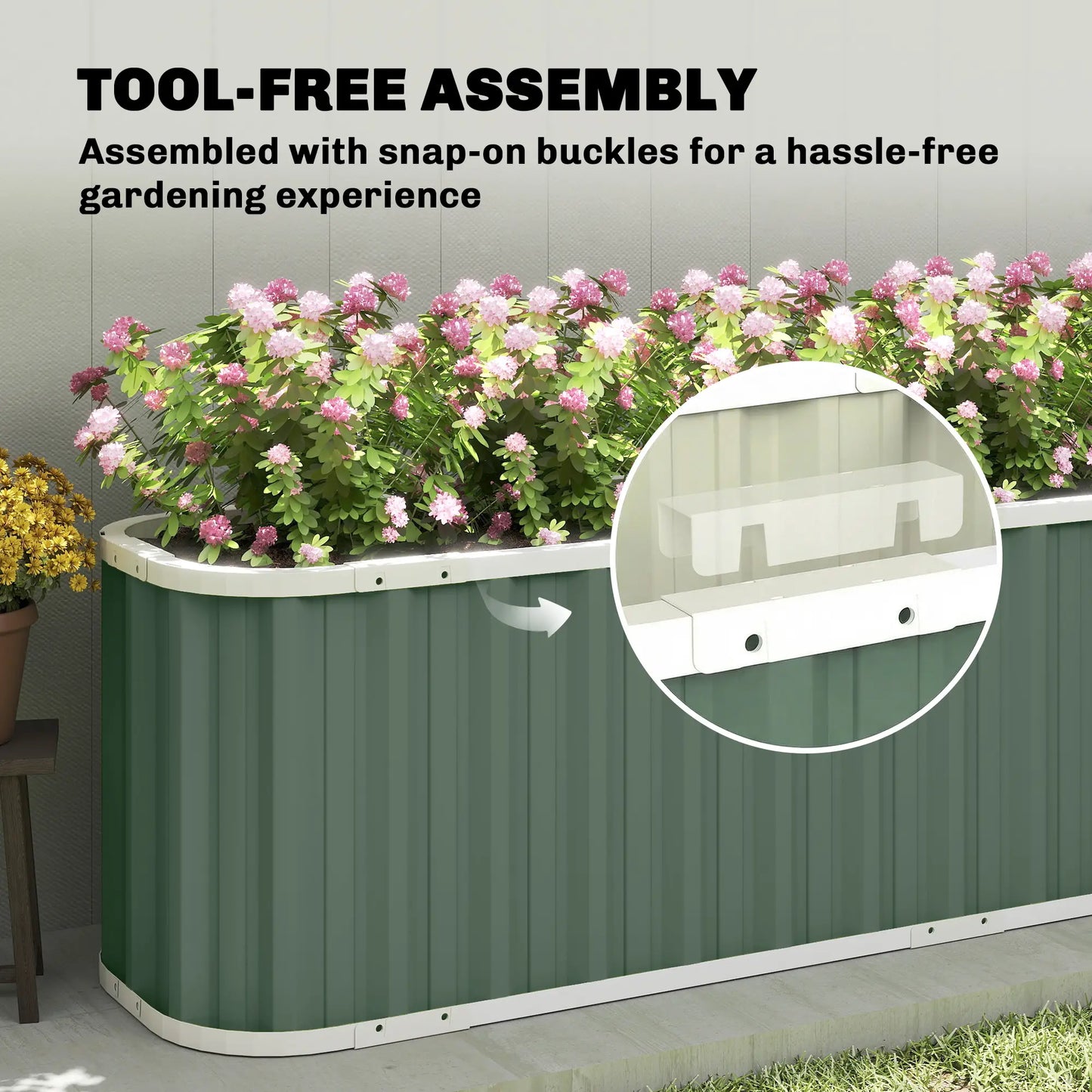 Galvanized Raised Garden Bed, Deep Rot Planter Box, 7' x 2' x 2', Light Green Galvanized Planter Boxes at Gallery Canada