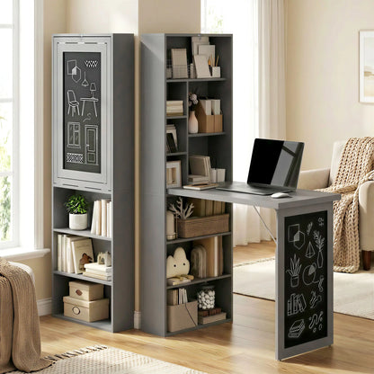 Fold-Out Convertible Office Desk, Wall Mount, Blackboard, Shelf, Charcoal Grey Computer Desks at Gallery Canada