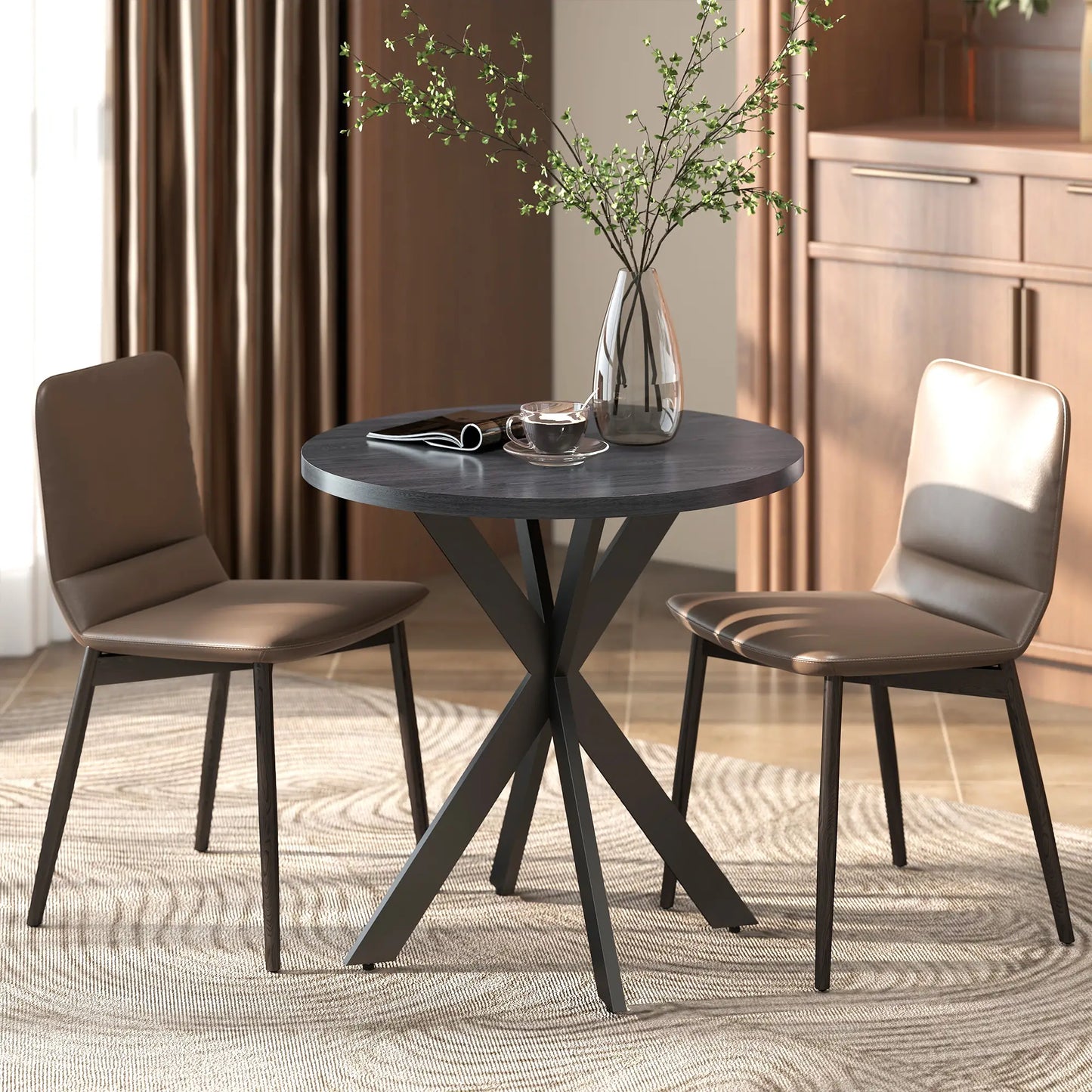 29" Round Dining Table, Steel Legs, Black Bar Tables & Dining Tables at Gallery Canada