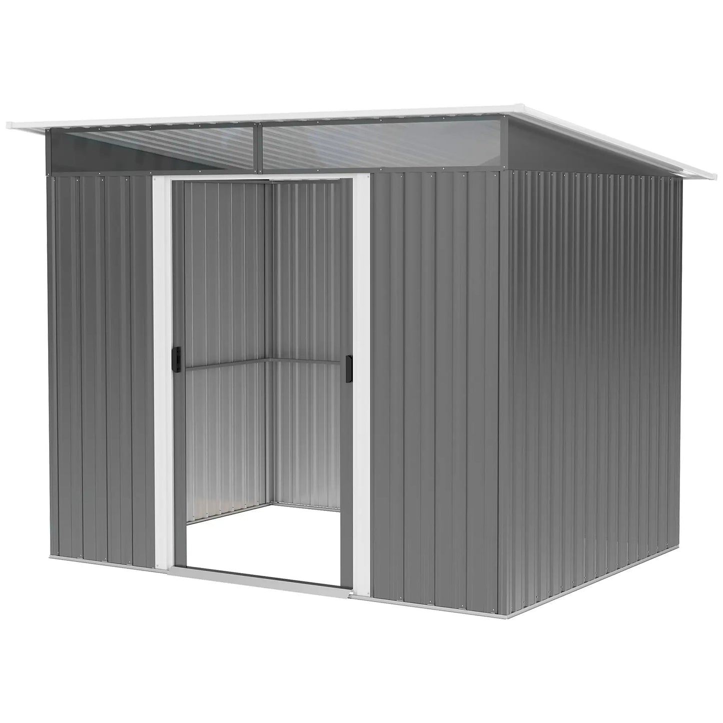 8.5' x 6' Metal Garden Shed, Utility Tool Storage, Grey Sheds at Gallery Canada