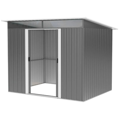 8.5' x 6' Metal Garden Shed, Utility Tool Storage, Grey Sheds at Gallery Canada