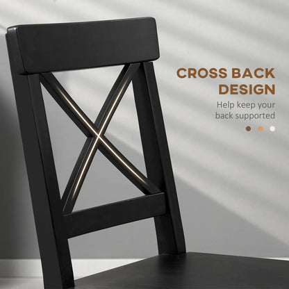 Farmhouse Wooden Dining Chairs, Set of 4, Cross Back, Black Bar Stools at Gallery Canada