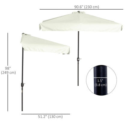 7.5ft Half Umbrella with Crank Handle, Top Vent, Cream Sun Umbrellas at Gallery Canada