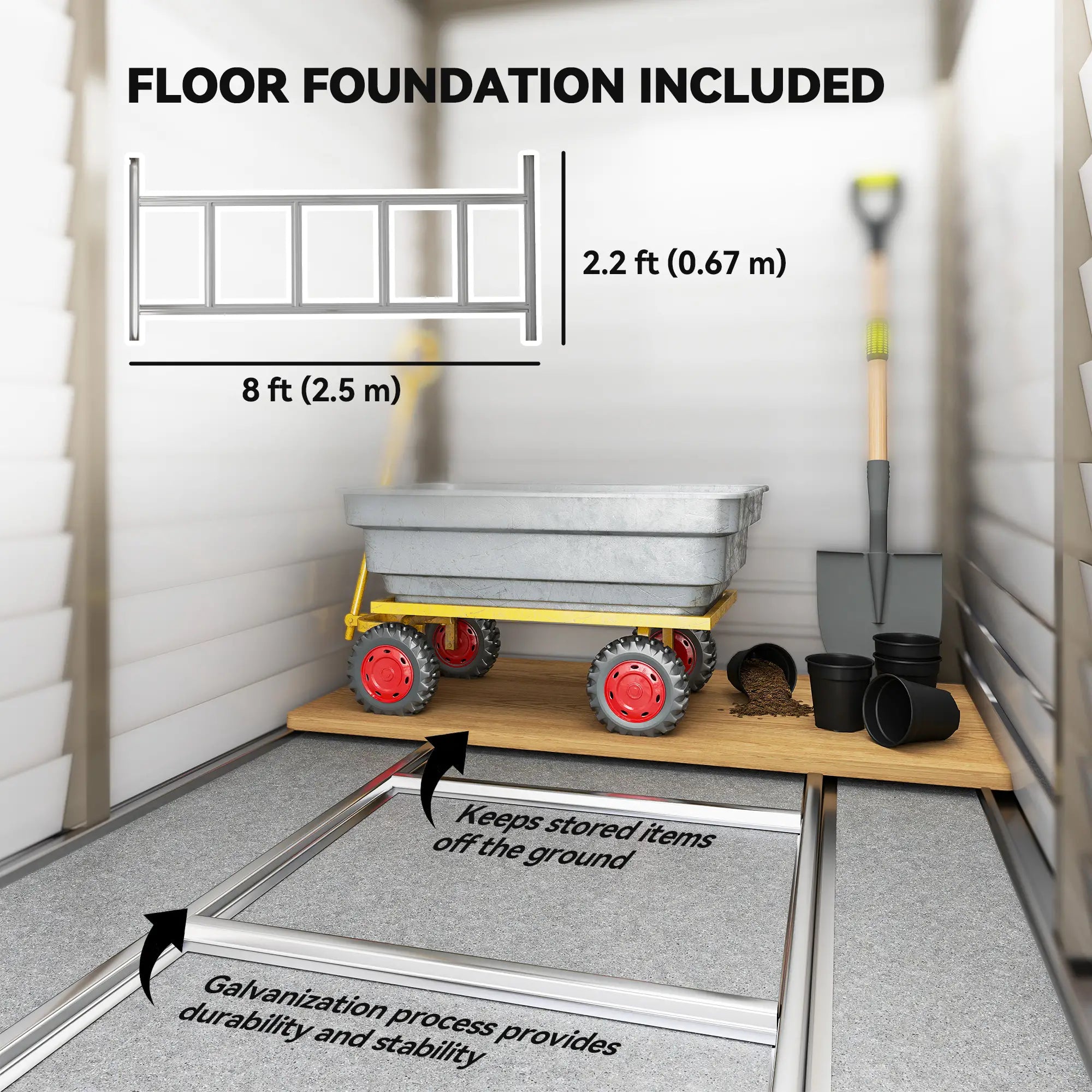 4.6' x 9' Brown Steel Outdoor Storage Shed, Lean To Metal Tool House, Brown Sheds at Gallery Canada