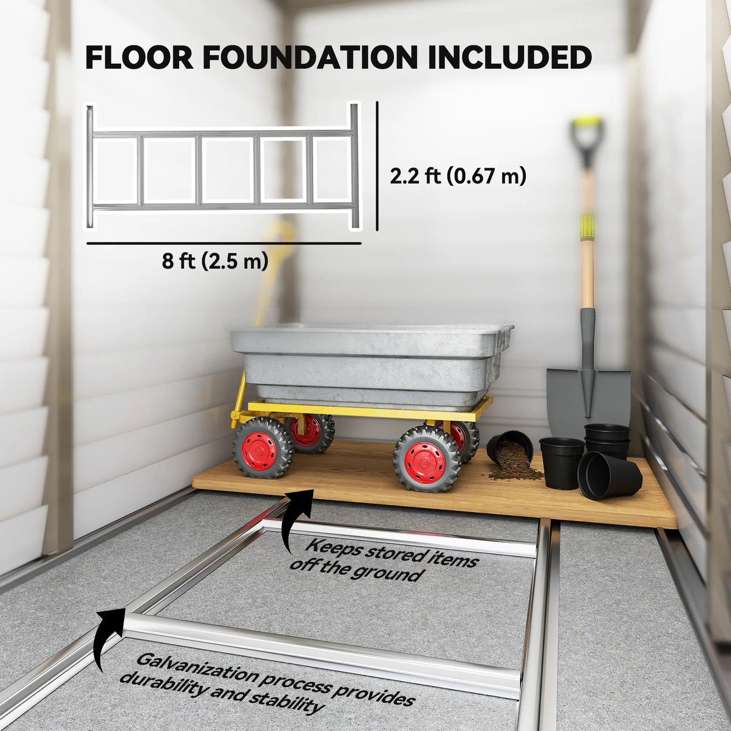 4.6' x 9' Brown Steel Outdoor Storage Shed, Lean To Metal Tool House, Brown Sheds at Gallery Canada